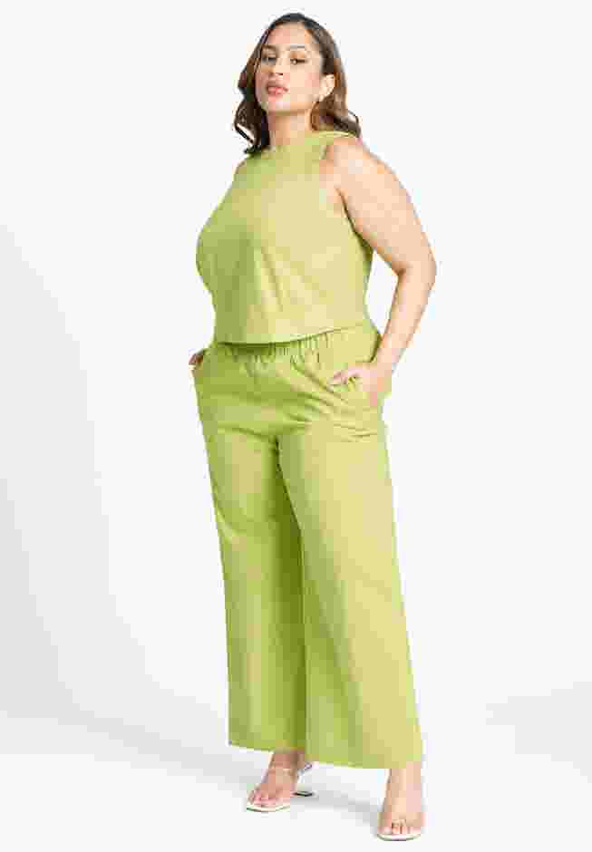 Linen-Blend Boxy Scoop Neck Crop Tank image number 2