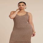 Metallic Open Stitch Sweater Dress image number null