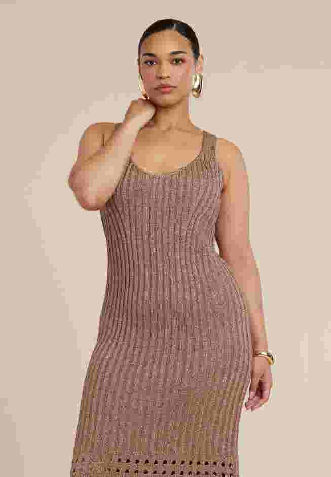 Metallic Open Stitch Sweater Dress image number 3