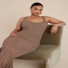 Metallic Open Stitch Sweater Dress image number null