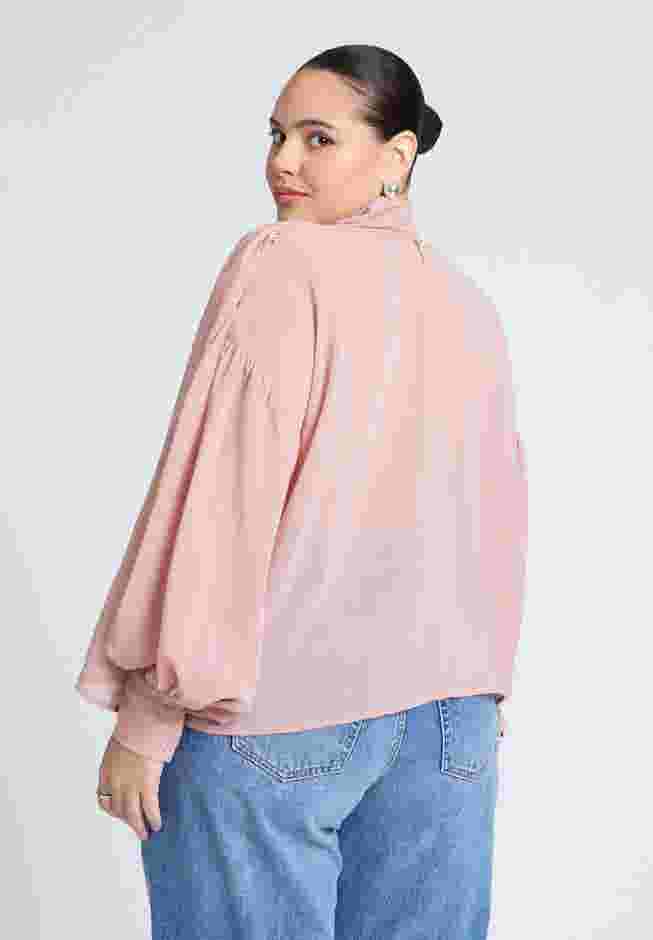 Sheer Mock Neck Cape Blouse image number 1