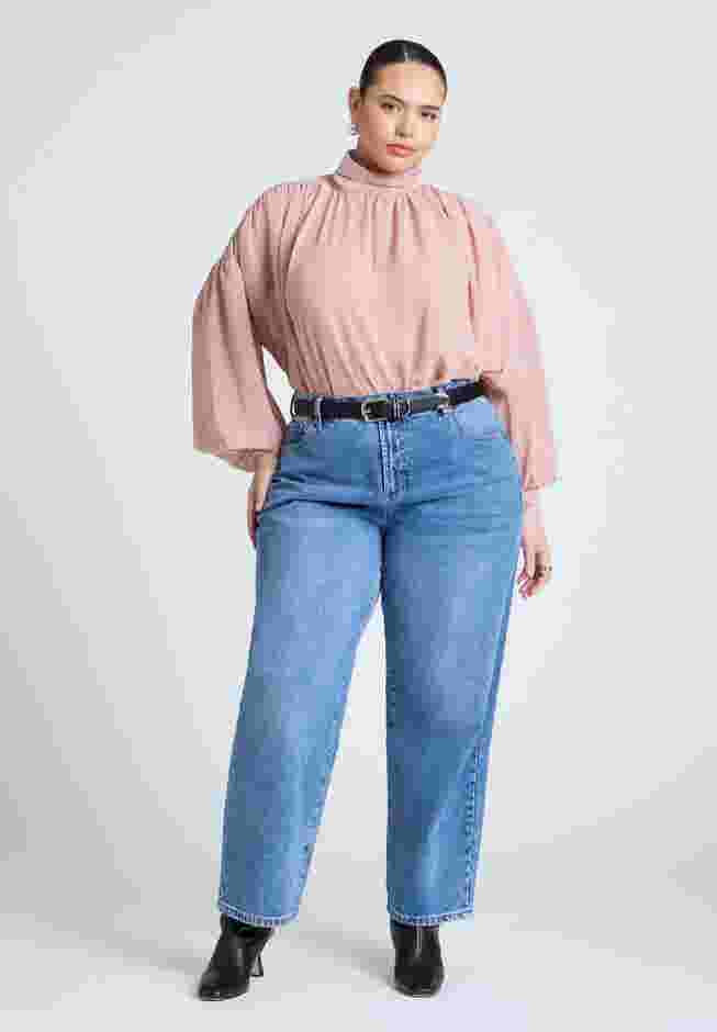 Sheer Mock Neck Cape Blouse image number 2