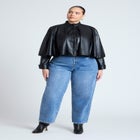 Faux Leather Cape Jacket image number null