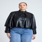 Faux Leather Cape Jacket image number null