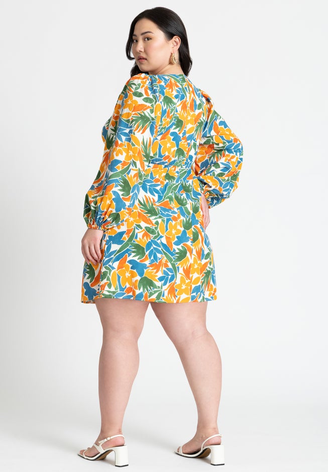 Linen Hardware Detail Mini Dress image number null