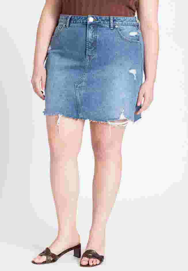 Distressed Denim Mini Skirt image number 1