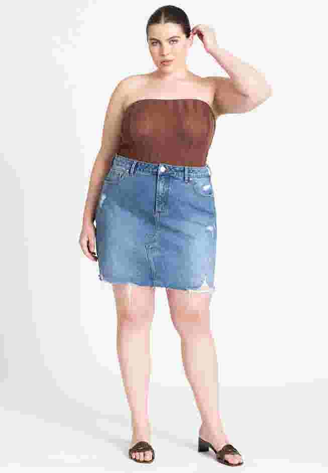 Distressed Denim Mini Skirt image number 0
