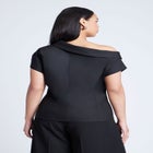 Asym Neckline Short Sleeve Blazer image number null