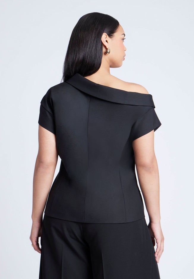 Asym Neckline Short Sleeve Blazer image number null