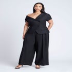 Asym Neckline Short Sleeve Blazer image number null