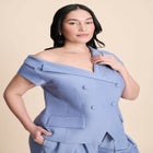 Asym Neckline Short Sleeve Blazer image number null