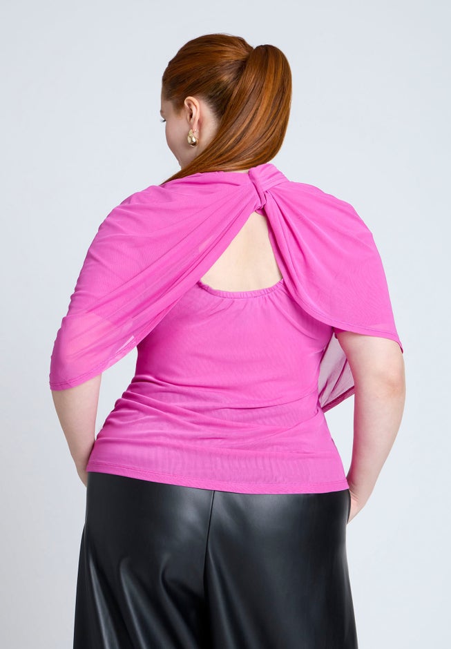Sheer Wrap Drape Blouse image number null