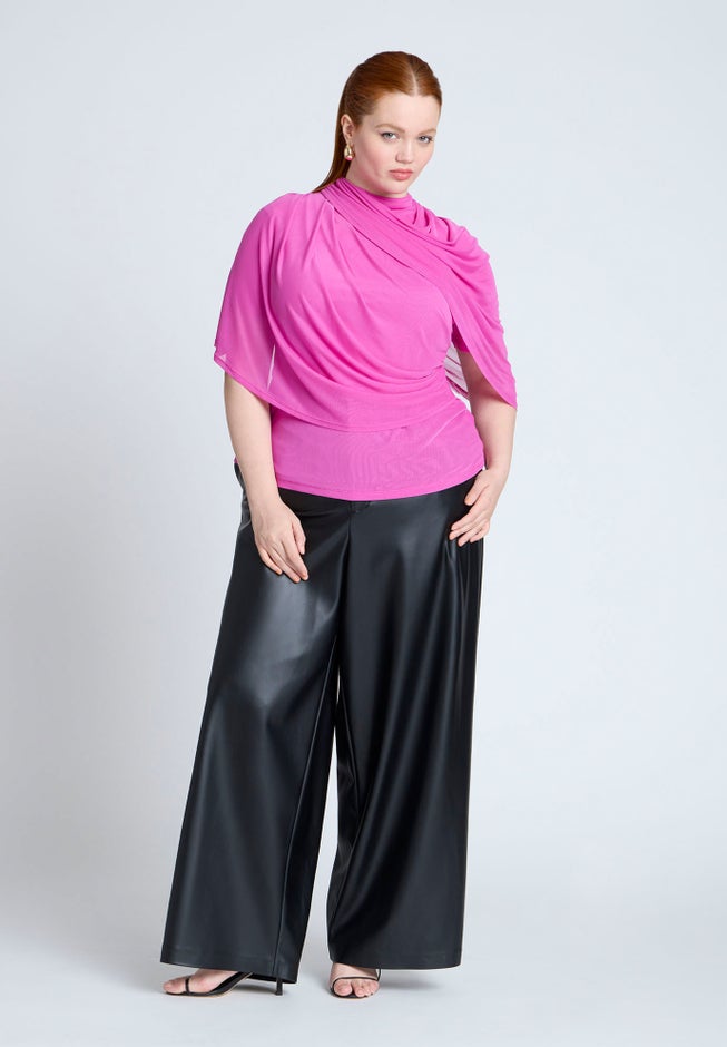 Sheer Wrap Drape Blouse image number null