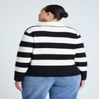 Striped Quarter Zip Sweater image number null