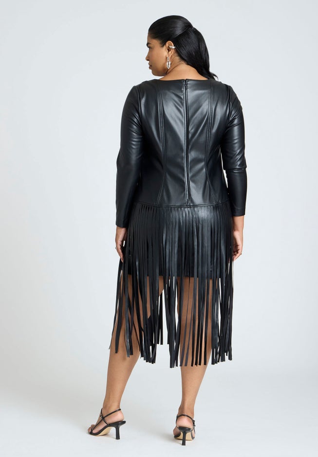 Fringe Faux Leather Dress image number 1