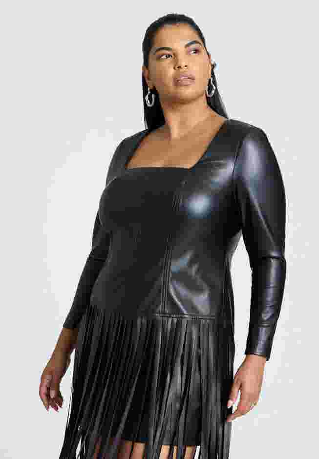 Fringe Faux Leather Dress image number 2
