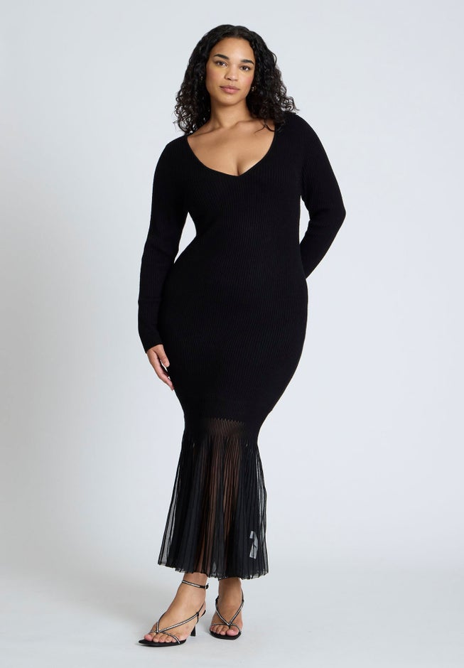 pleat hem dress Kimi Pleat Hem Knit Dress