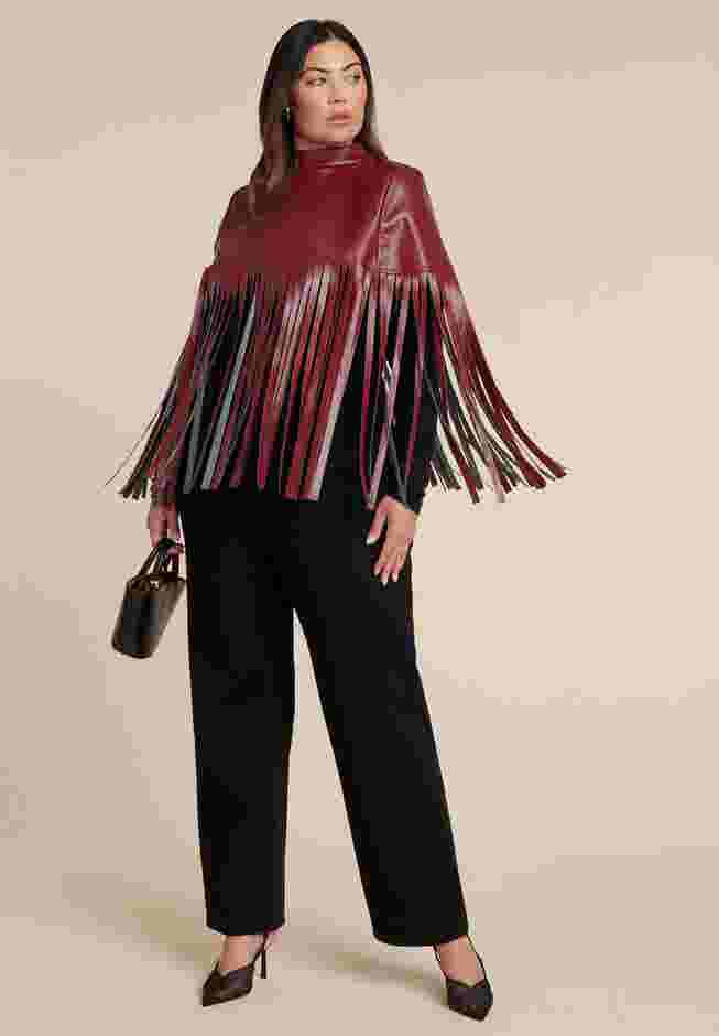 Faux Leather Fringe Cape image number 1