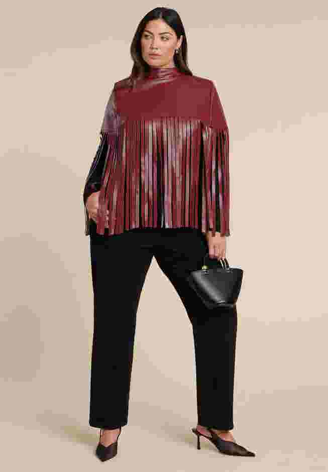 Faux Leather Fringe Cape image number 2