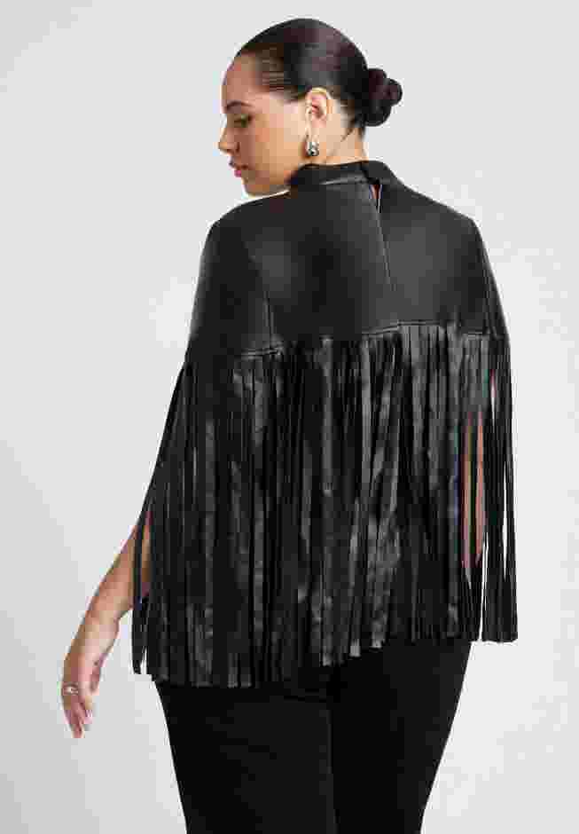 Faux Leather Fringe Cape image number 1