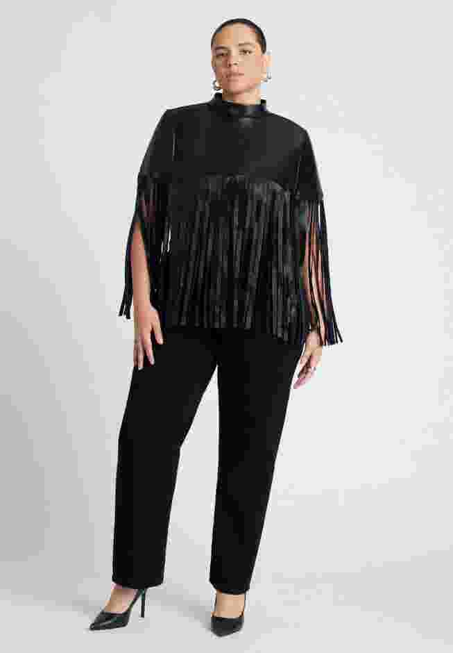 Faux Leather Fringe Cape image number 2