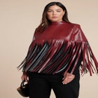Faux Leather Fringe Cape image number null