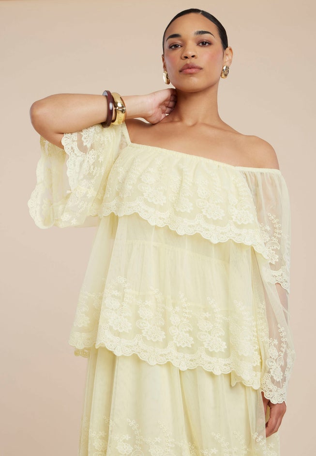 Tiered Lace Maxi Dress image number null