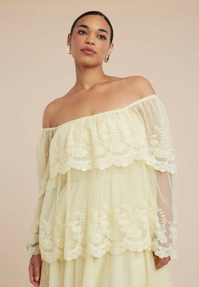 Tiered Lace Maxi Dress image number null