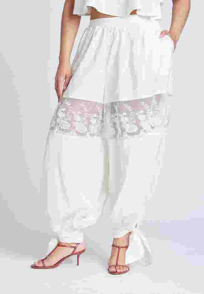 Balloon Pant With Lace And Tie Hem image number 1