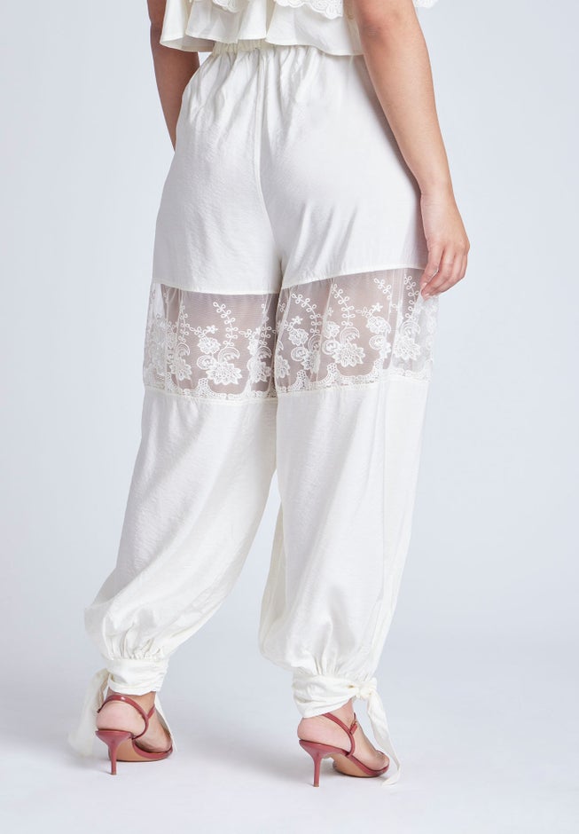Balloon Pant With Lace And Tie Hem image number 2