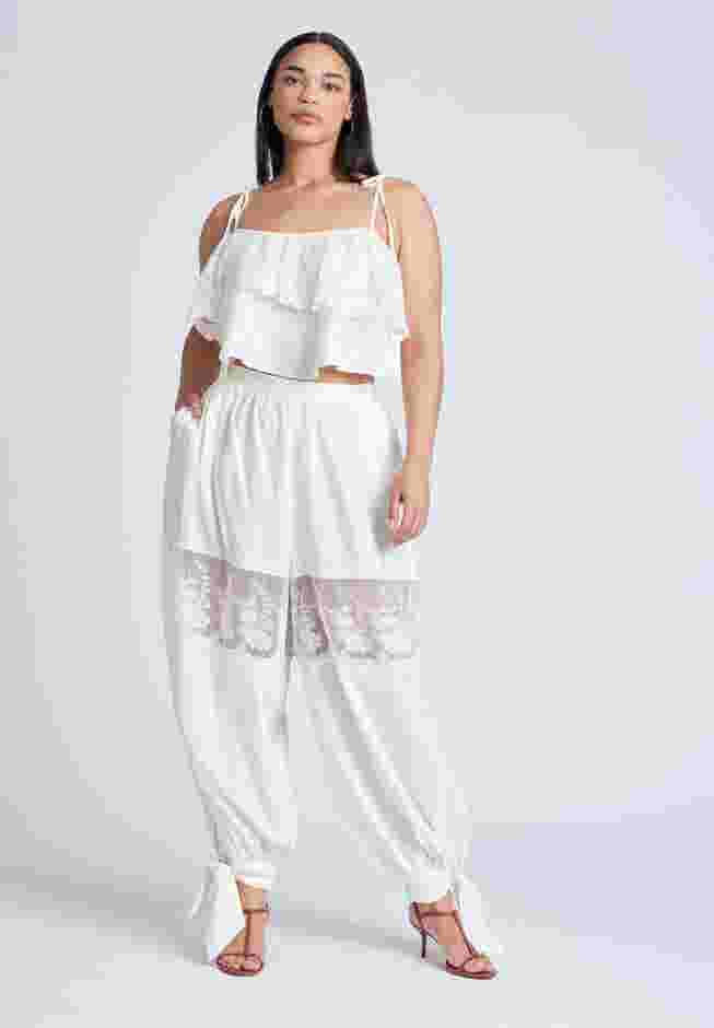 Balloon Pant With Lace And Tie Hem image number 0