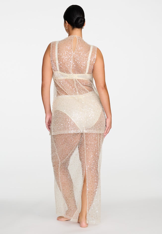 The Mock Neck Mini Dress- Sequin image number 7