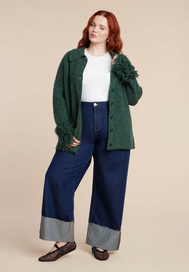 Fringe Cuff Knit Cardigan image number 1