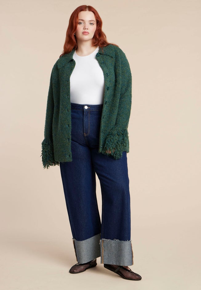 Fringe Cuff Knit Cardigan image number 2