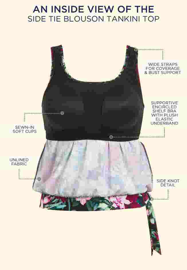 Side Tie Blouson Tankini Top image number 4