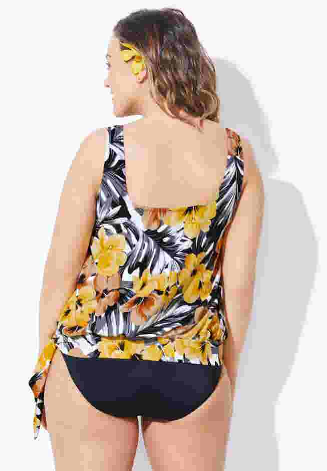 Side Tie Blouson Tankini Top image number 1