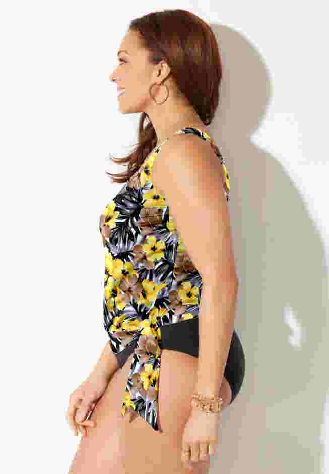 Side Tie Blouson Tankini Top image number 2