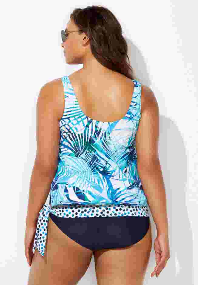 Side Tie Blouson Tankini Top image number 1
