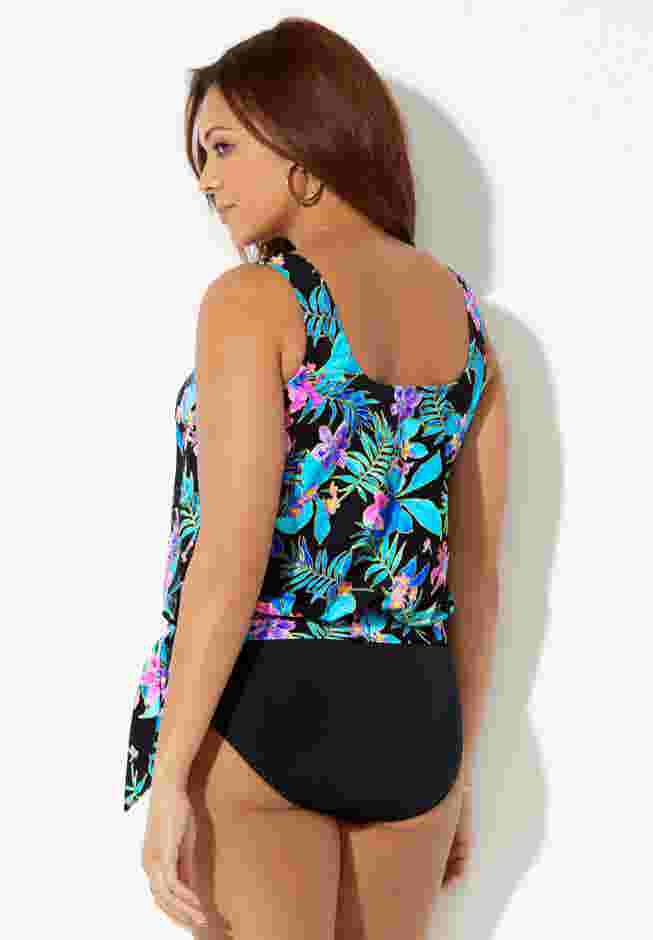 Side Tie Blouson Tankini Top image number 2
