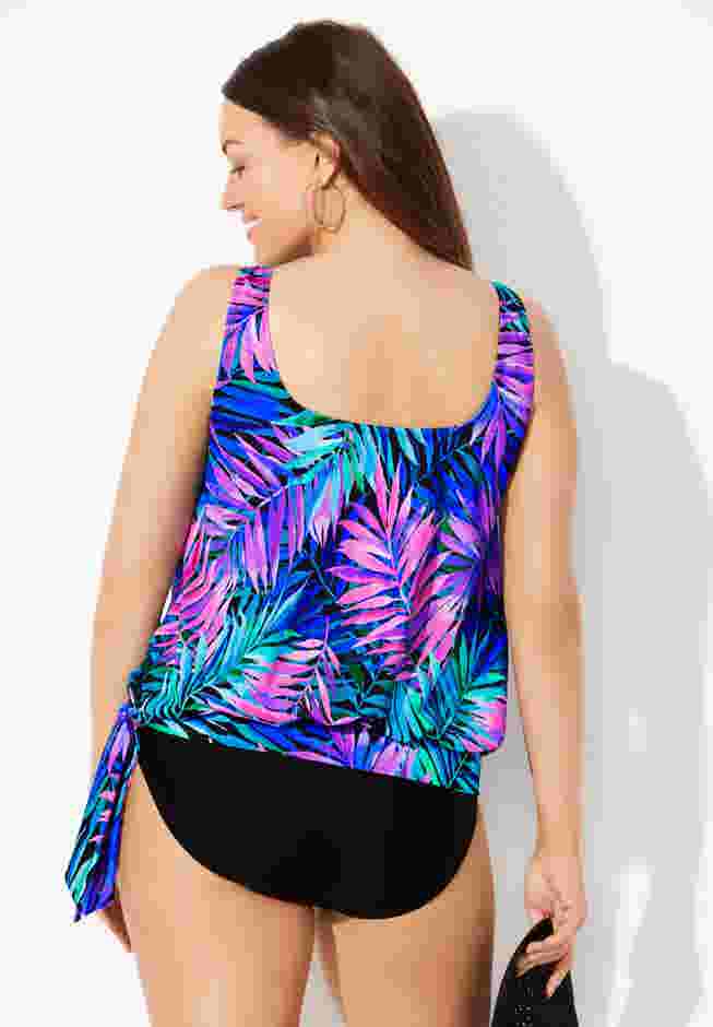 Side Tie Blouson Tankini Top image number 1