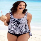 Side Tie Blouson Tankini Top image number null