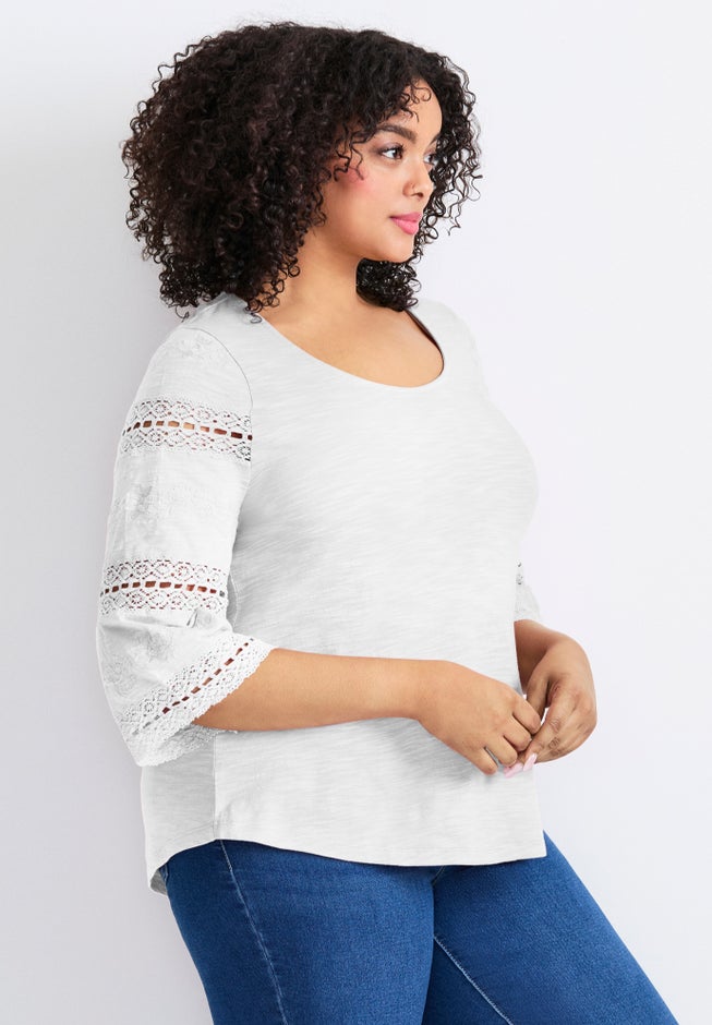 Eyelet Trim Tee image number 2