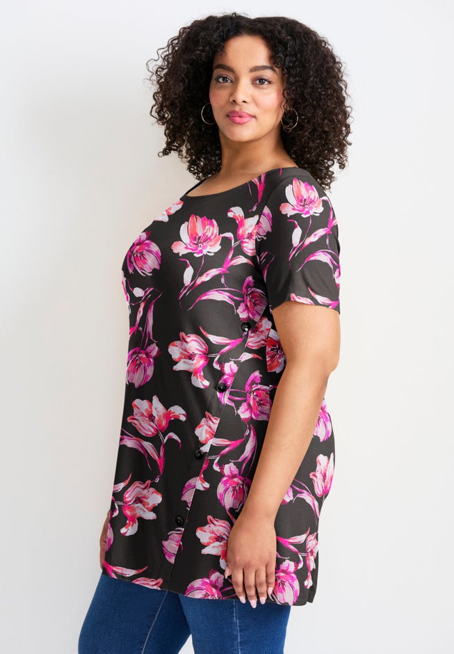 Button Detail Tunic Tee image number 2