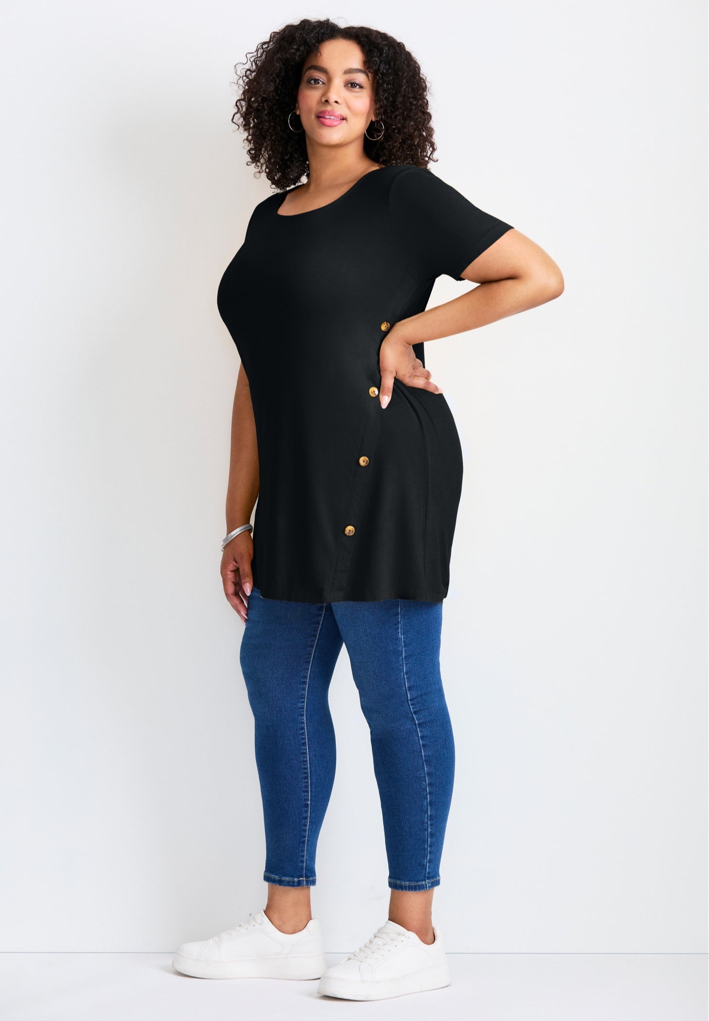 Button Detail Tunic Tee image number 2