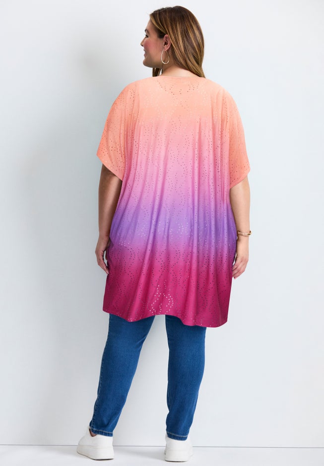 Knit Eyelet Kimono image number 1