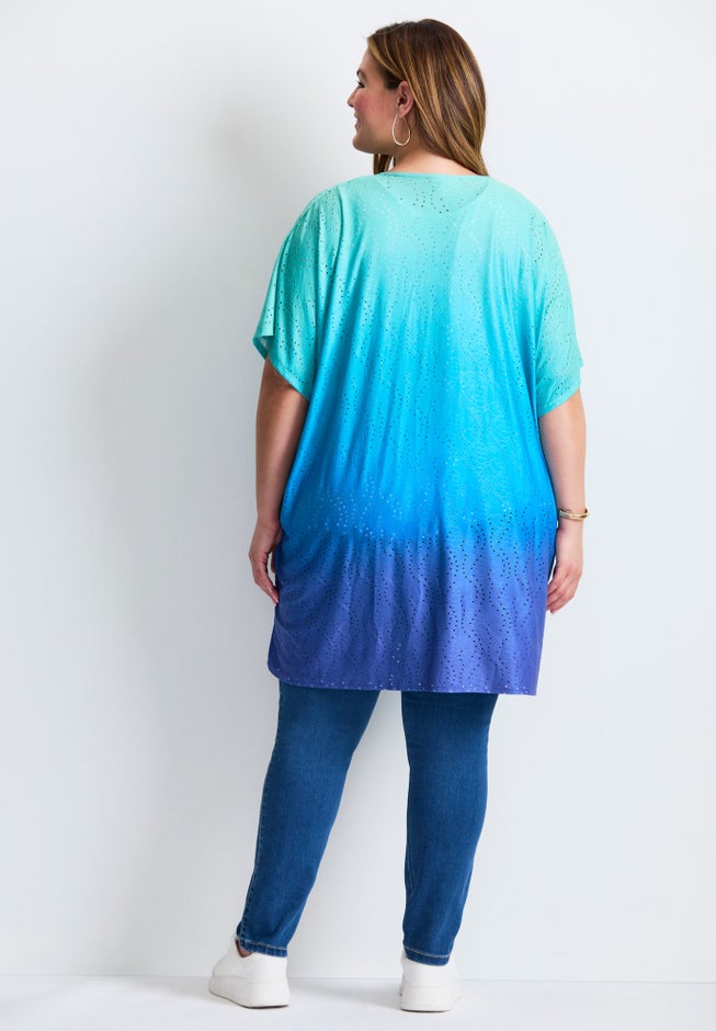 Knit Eyelet Kimono image number 1