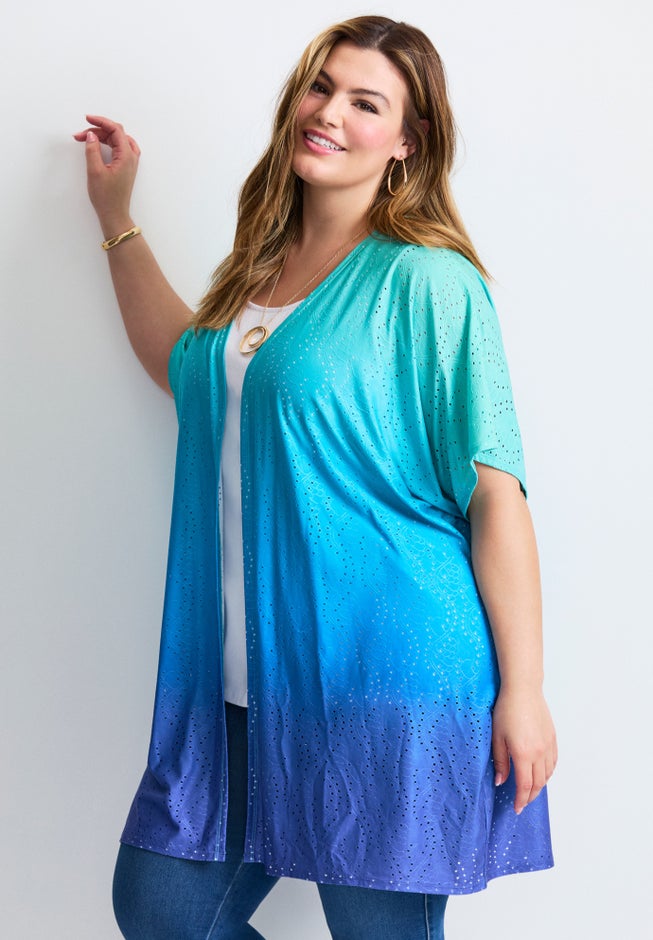 Knit Eyelet Kimono image number 2