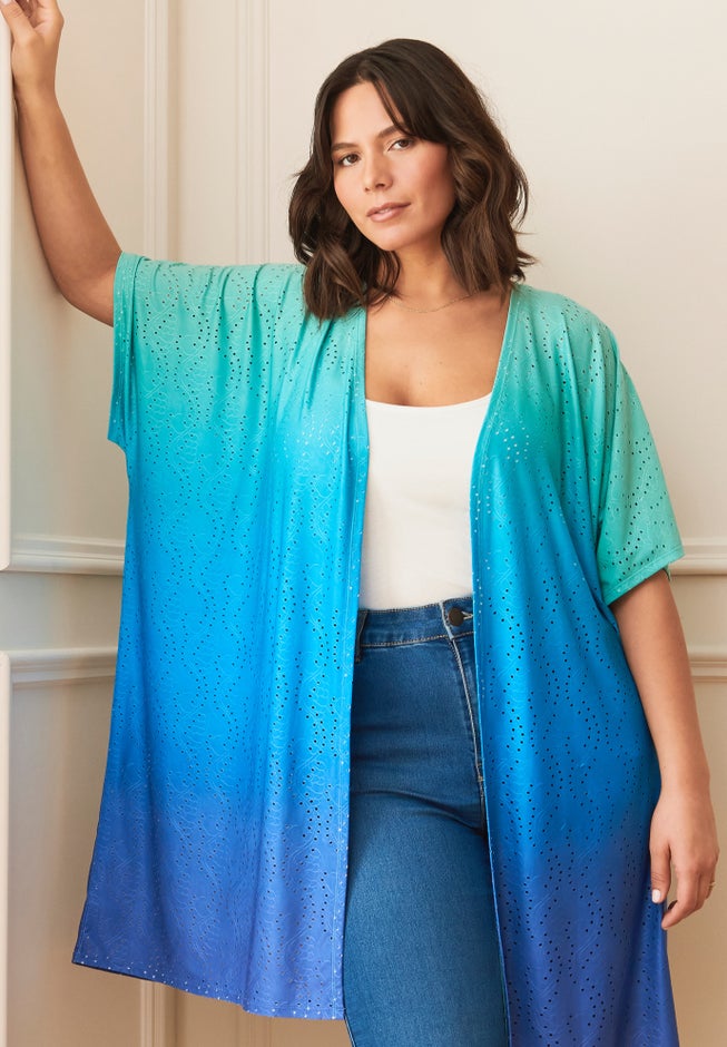 Knit Eyelet Kimono image number 3