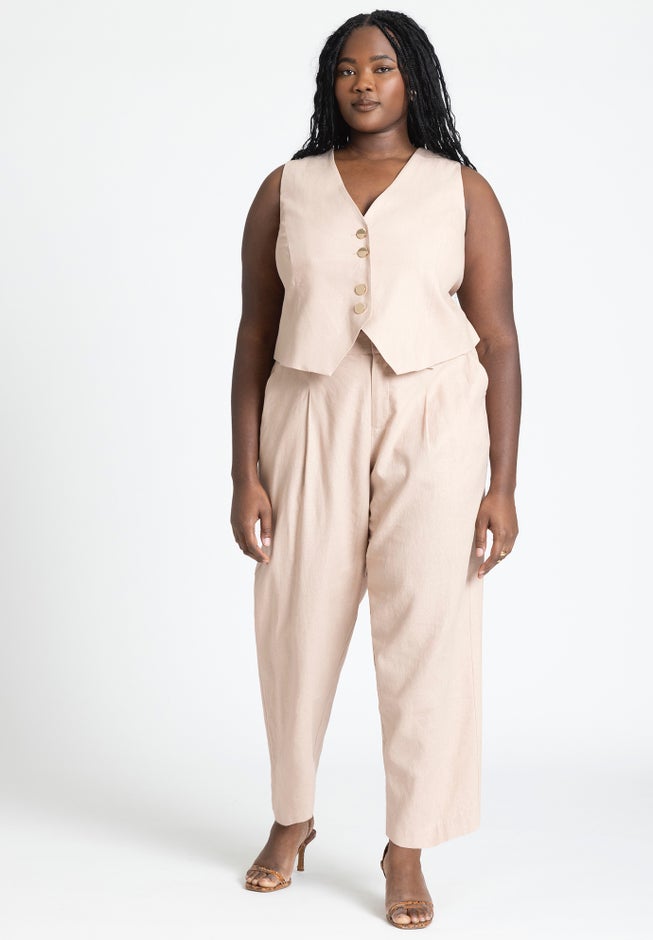 Pleat Detail Straight Leg Pant image number null