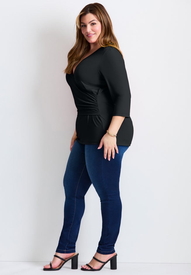 Side Ruched Faux Wrap Top image number 2